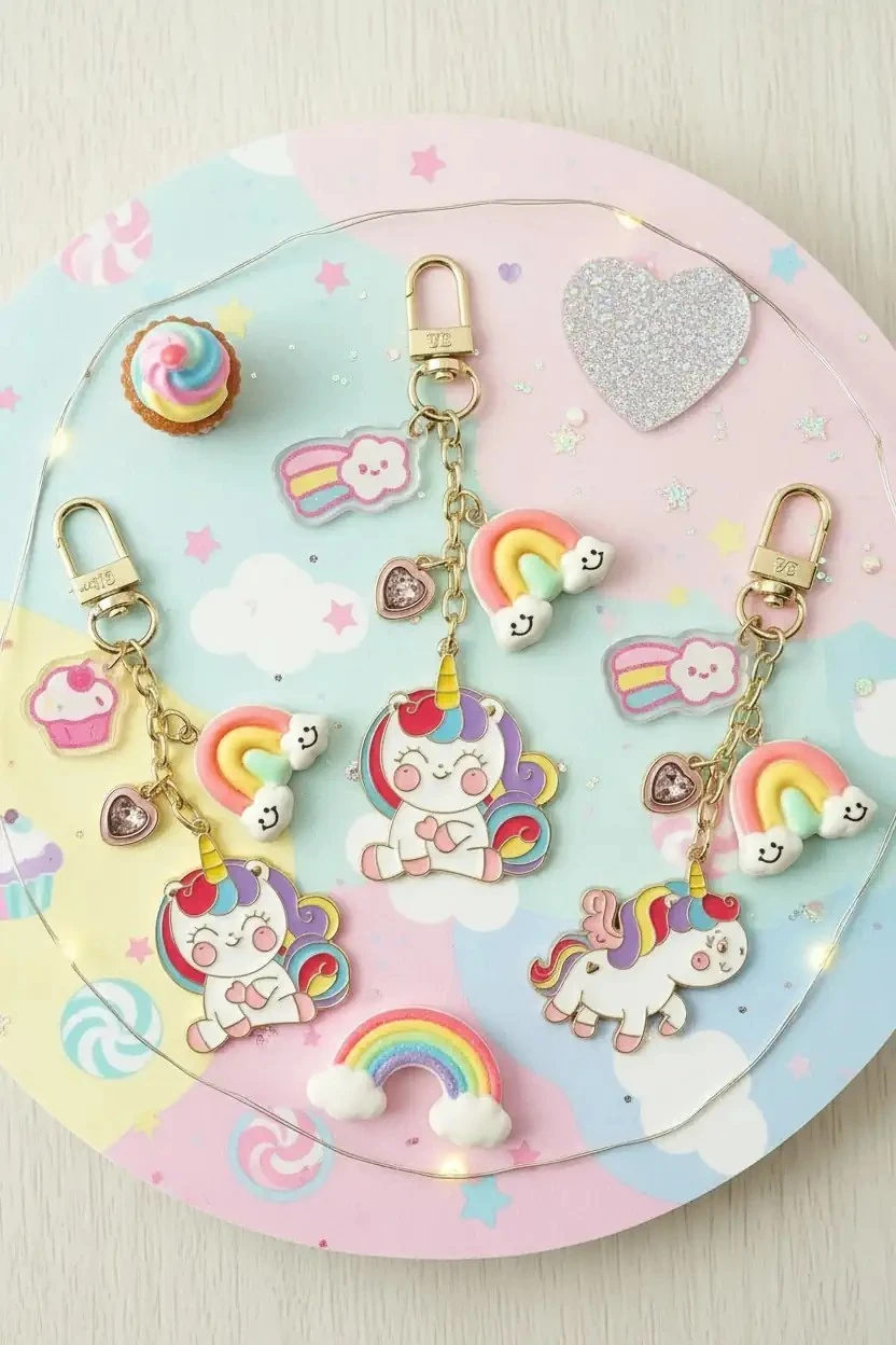 Bebek Unicorn Serisi Metal Figür Anahtarlık