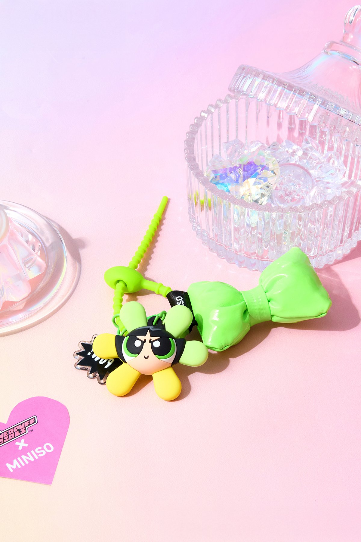 Powerpuff Girls Lisanslı Boncuklu Çiçek Figürlü Fiyonk Anahtarlık