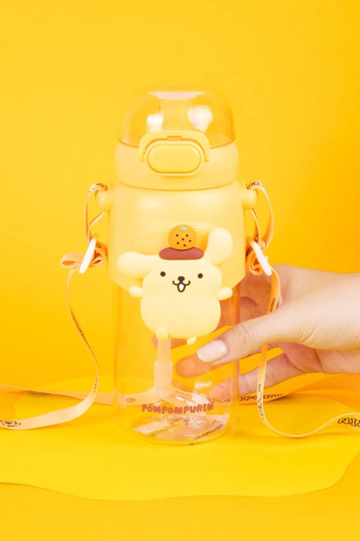 Sanrio Lisanslı Pipetli Kapaklı Suluk (600ml) - Pompompurin