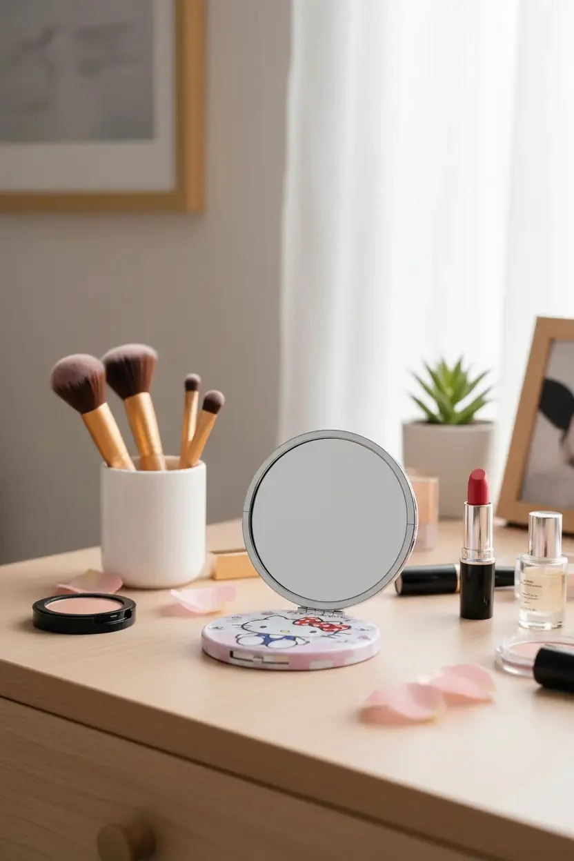 Sanrio Lisanslı Hello Kitty Çift Taraflı Katlanabilir Ayna