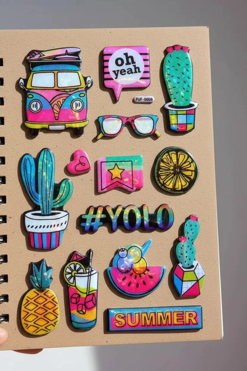 Bu-Bu Puffy Stickers Summer – Yaz Temalı Kabartmalı Eğlenceli Çıkartma Seti