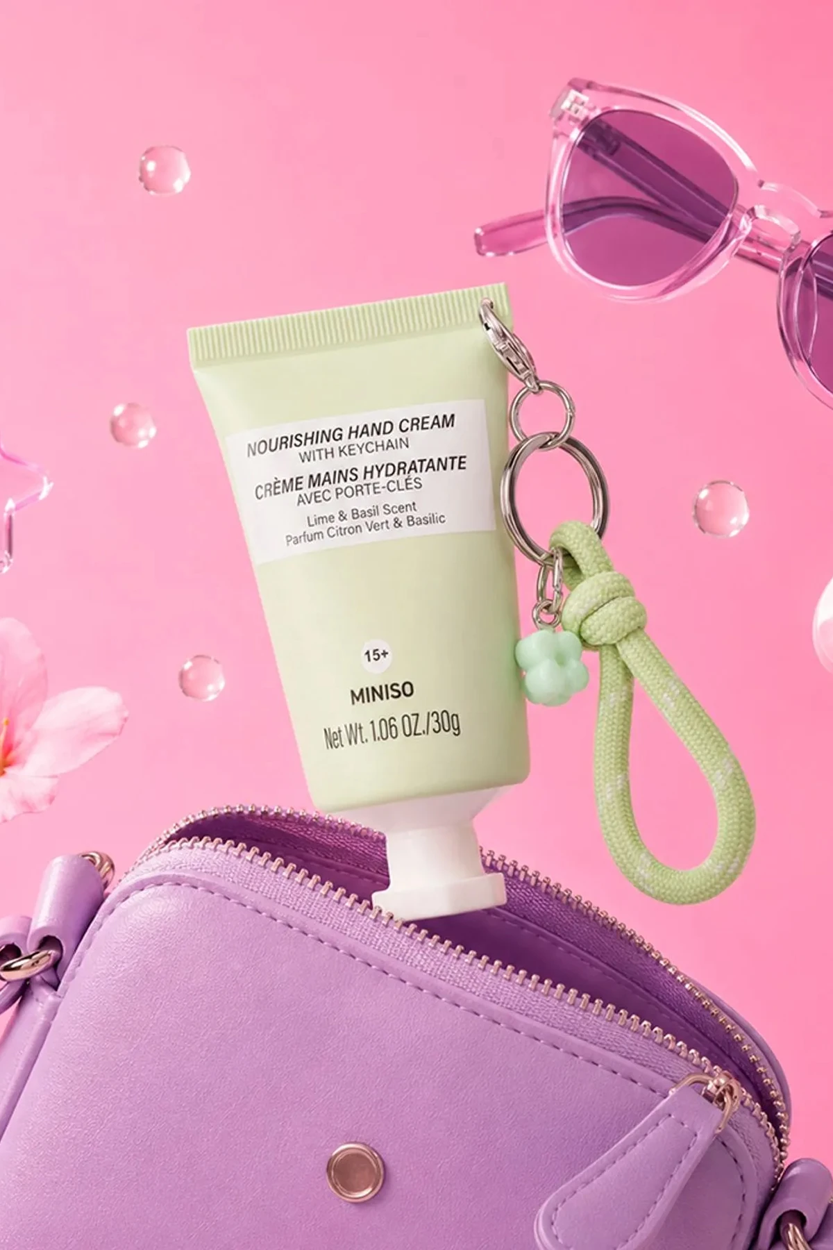 Miniso Lisanslı Anahtarlıklı Besleyici El Kremi – Misket Limonu ve Fesleğen Kokulu