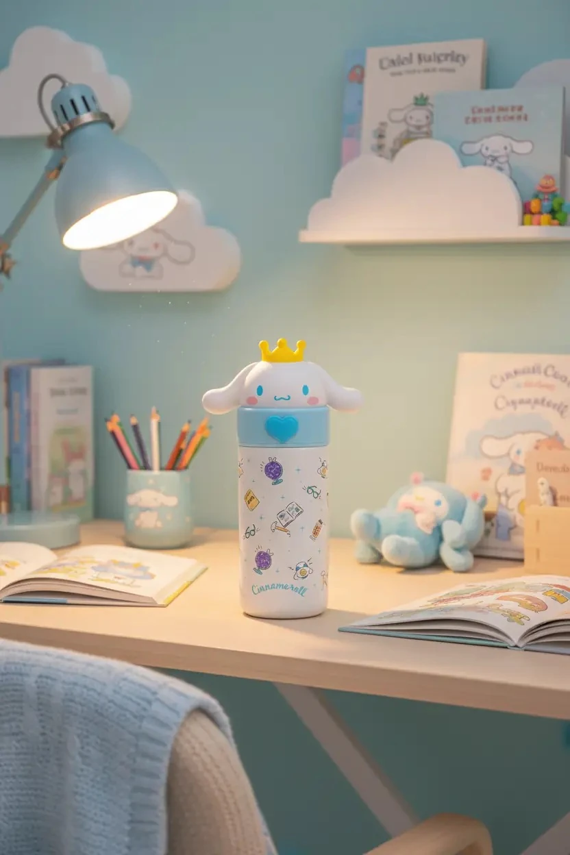 Sanrio Lisanslı Paslanmaz Çelik Termos ve Sızdırmaz Sıcak/Soğuk Matara (350 ml) – Cinnamoroll