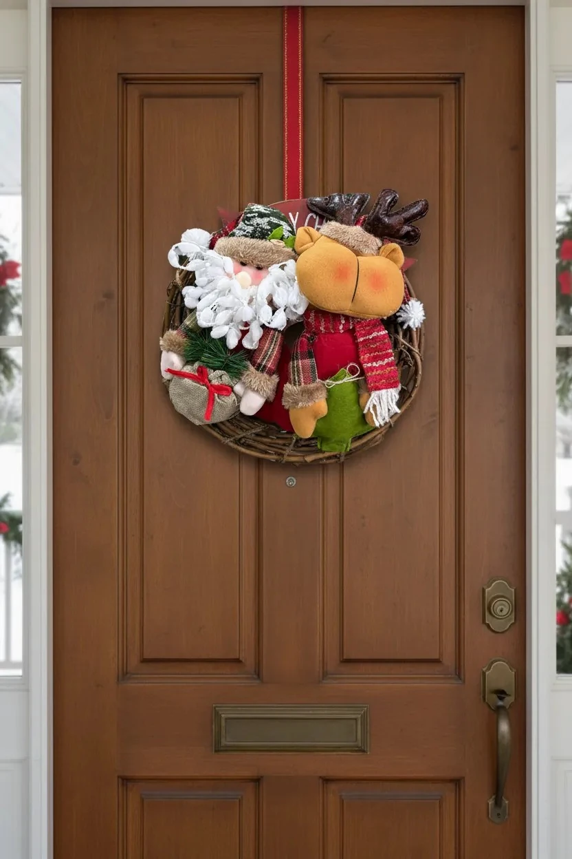 WaldernLuxury Dekoratif Mery Christmas Kapı Geyik Süs