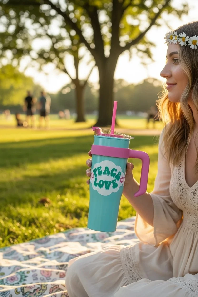 Sweet Funk Serisi Pipetli Büyük Kapasiteli Bardak (1600mL)