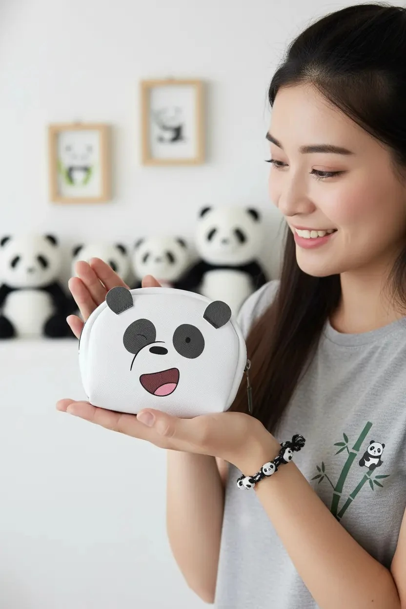We Bare Bears Lisanslı Oval Mini Çanta - Panda