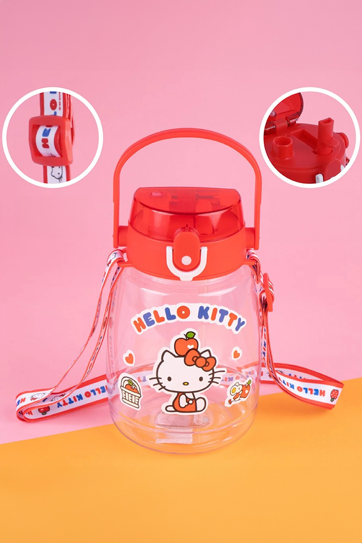 Hello Kitty Lisanslı Elma Koleksiyonu Büyük Plastik Suluk