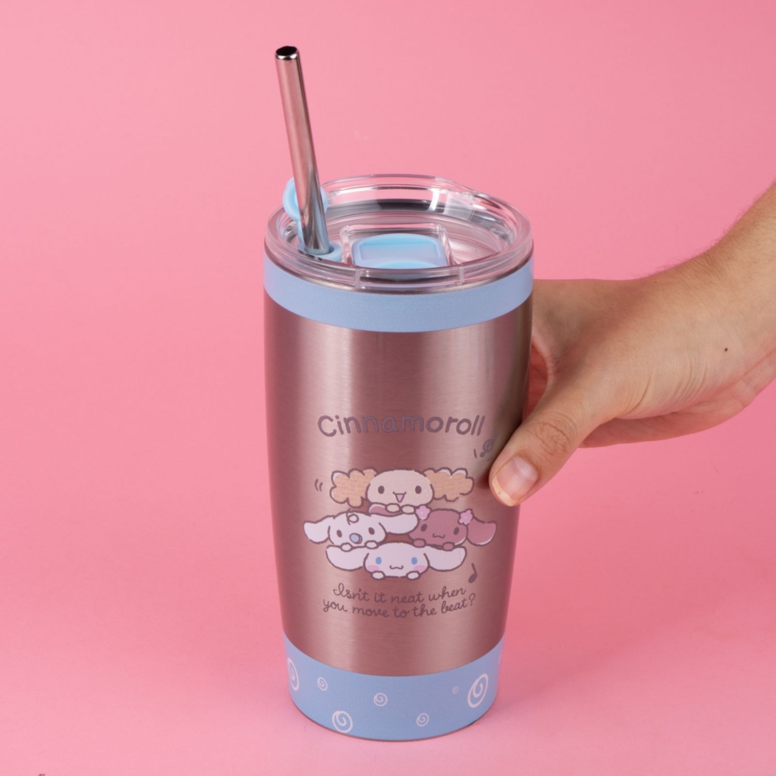 Sanrio Lisanslı Metal Pipetli Kapaklı Termos (530Ml) - Cinnamoroll