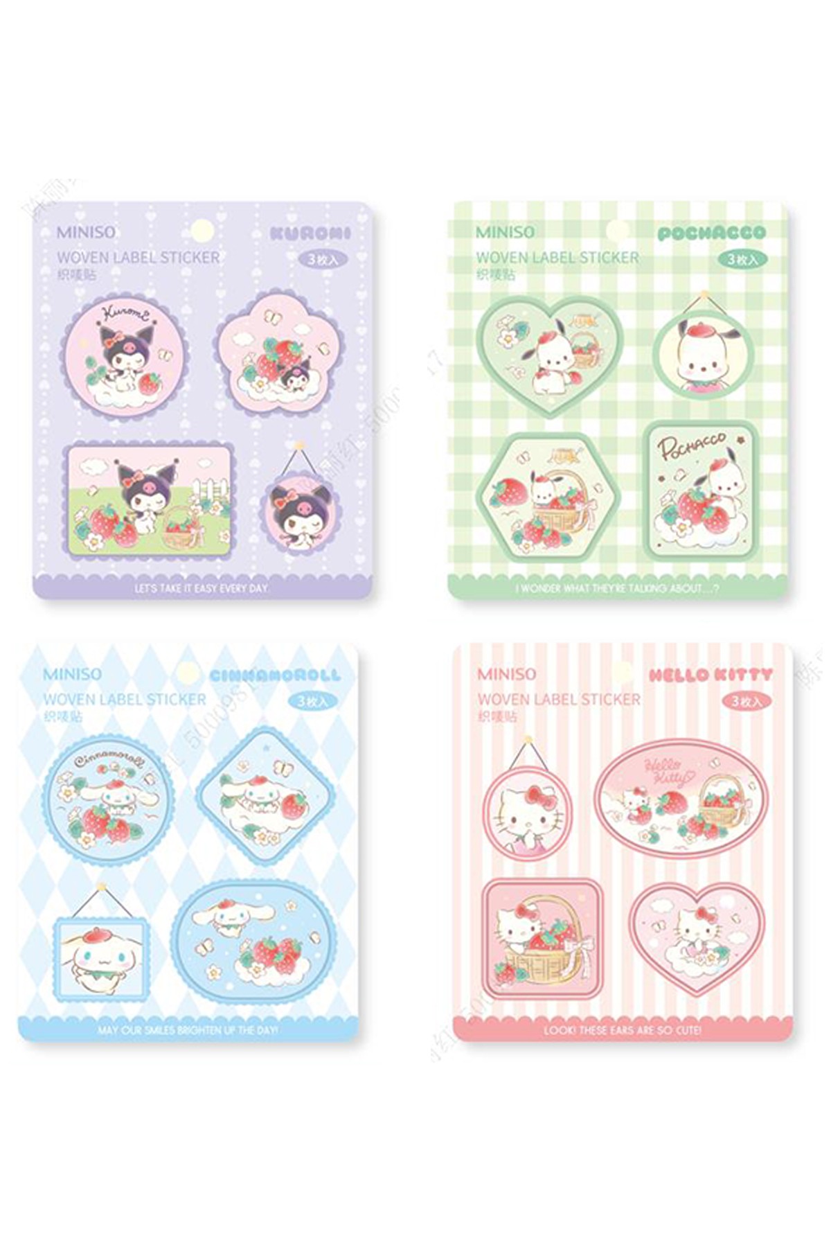 Sanrio Lisanslı Çilek Koleksiyonu Yapışkanlı Kumaş Sticker