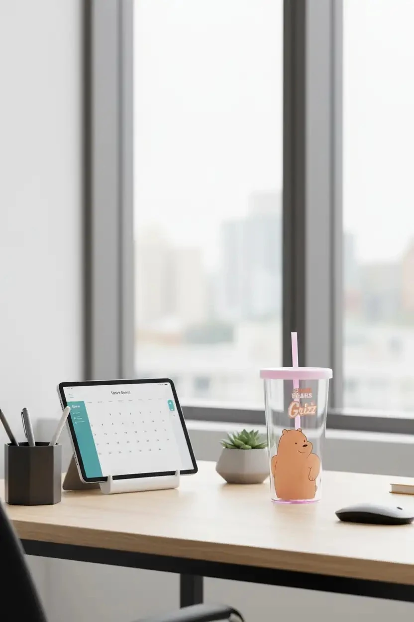 We Bare Bears Lisanslı Pipetli Plastik Şişe (600Ml) - Boz Ayı