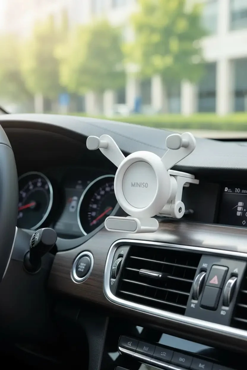Miniso Lisanslı Master Serisi Havalandırma Izgarası Uyumlu Yerçekimi Destekli Mekanik Araç Telefon Tutucu - Beyaz