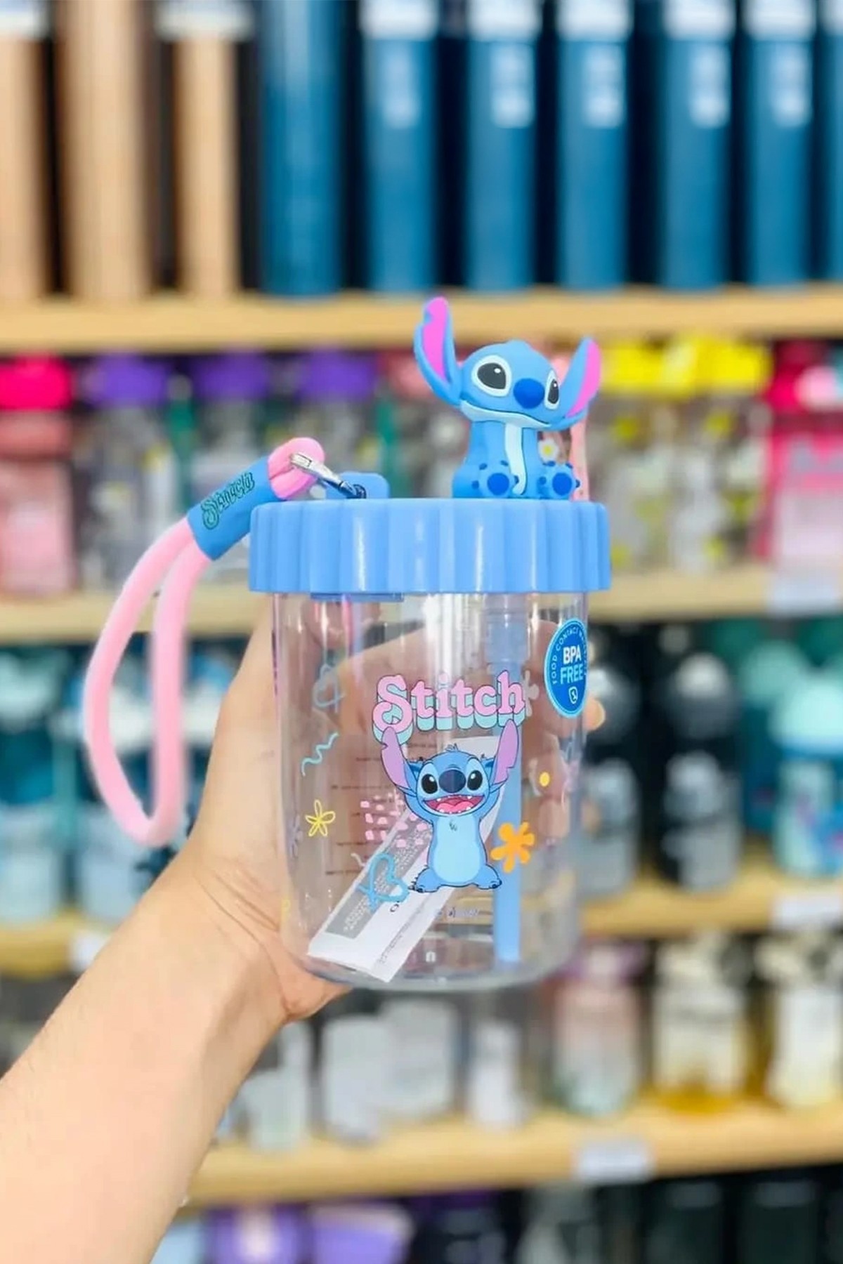 Disney Lilo&Stitch Lisanslı Süslemeli ve Askılı Plastik Şişe