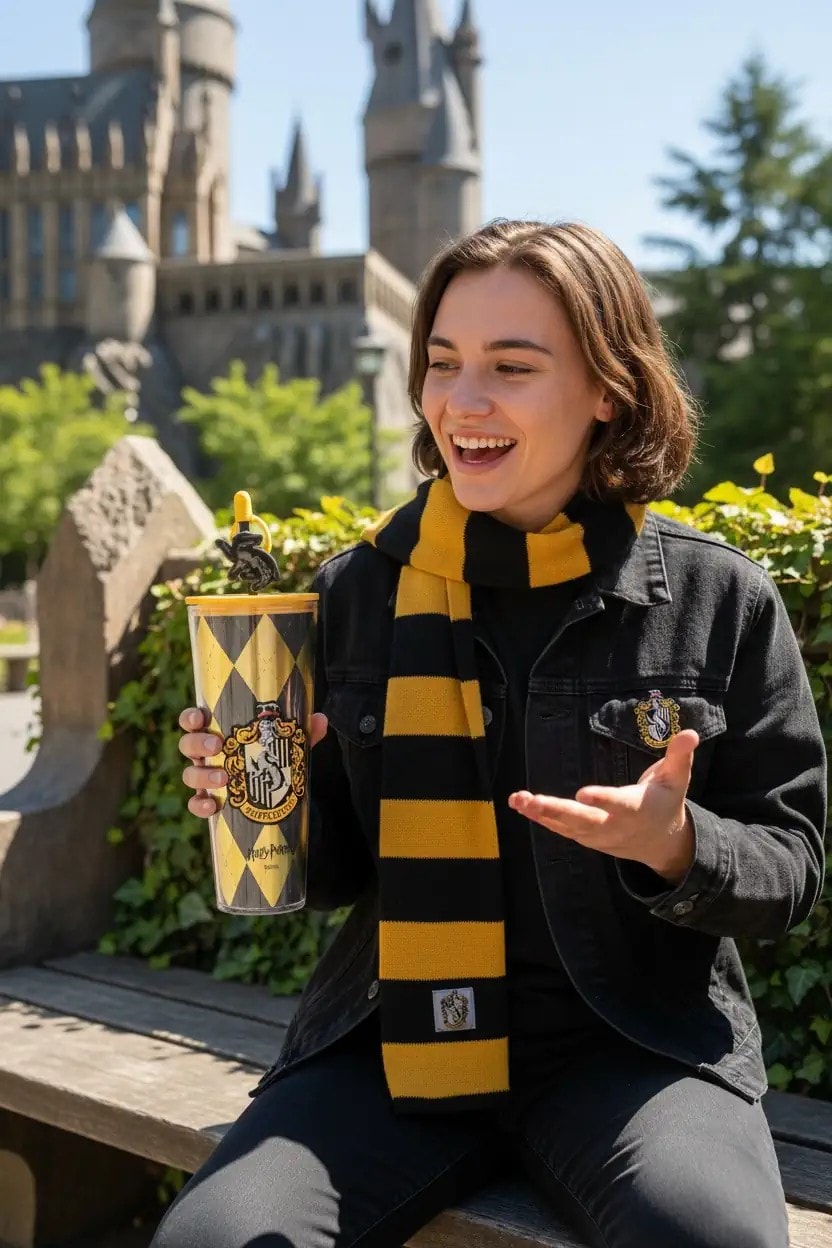 Harry Potter Lisanslı Hufflepuff Çift Cidarlı Pipetli Plastik Şişe