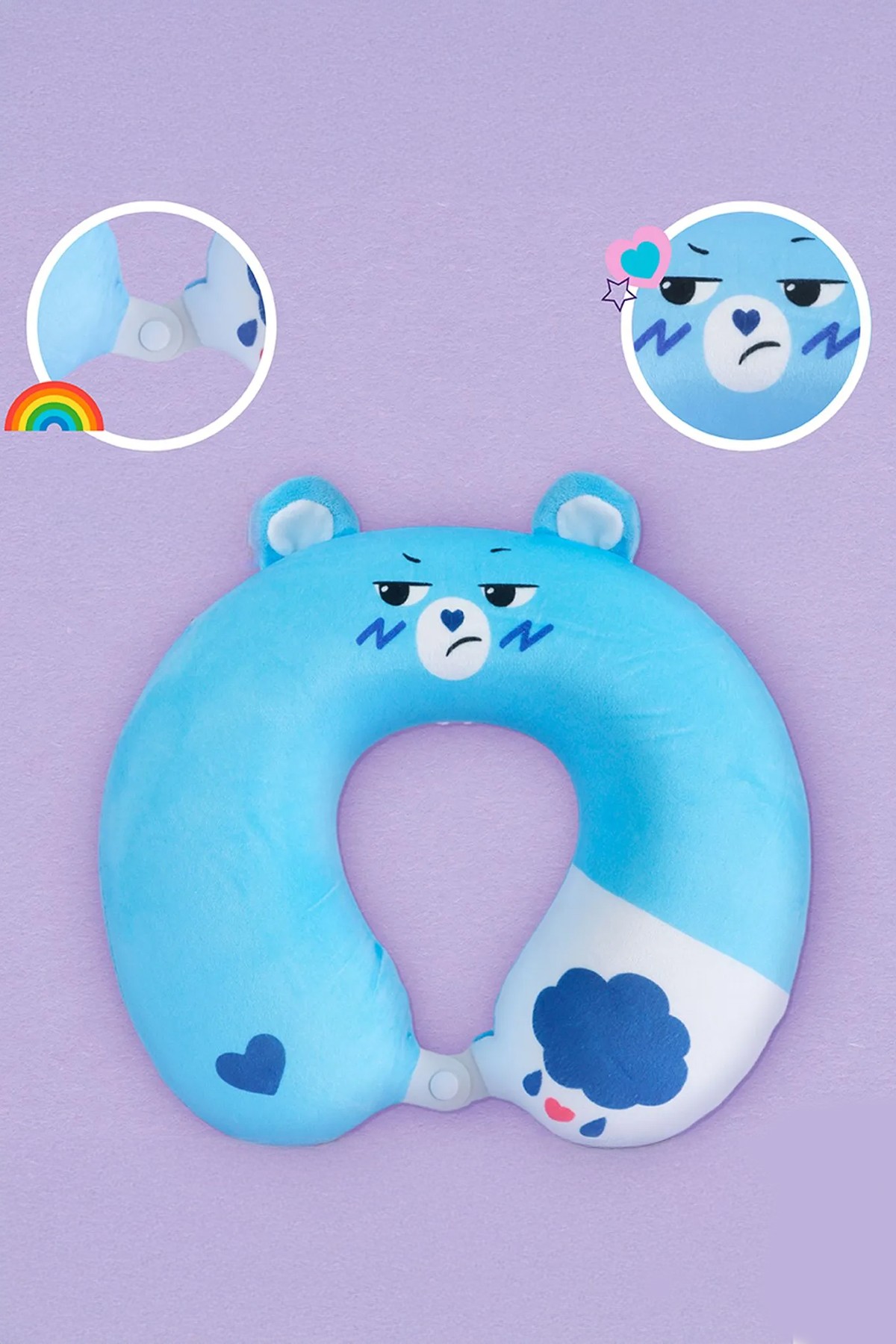 Care Bears Lisanslı Hafızalı Sünger Boyun Yastığı, Seyahat Yastığı - Mavi