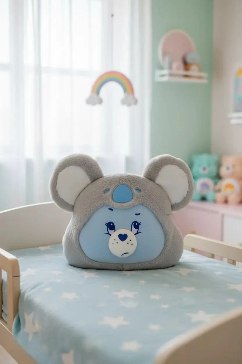 Care Bears Lisanslı Grumpy Peluş Yastık 35 Cm – Kostümlü Baş Şekilli Dekoratif Minder