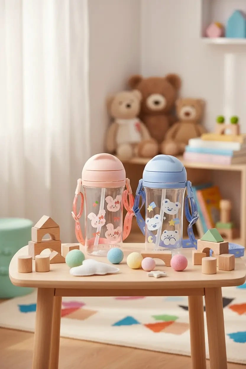 Sevimli Yavru Hayvan Serisi Plastik Suluk (400ml)