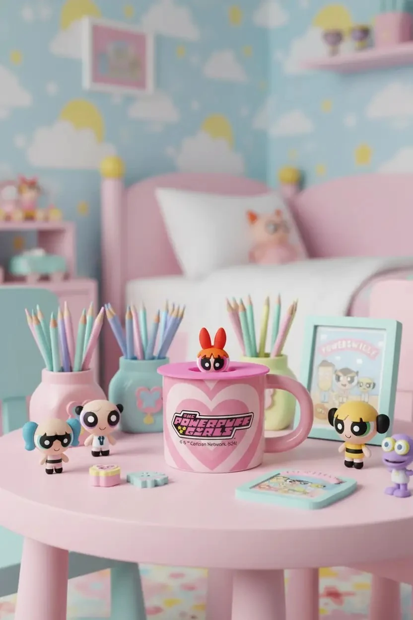 Powerpuff Girls Lisanslı Kapaklı Seramik Bardak 340mL - Blossom