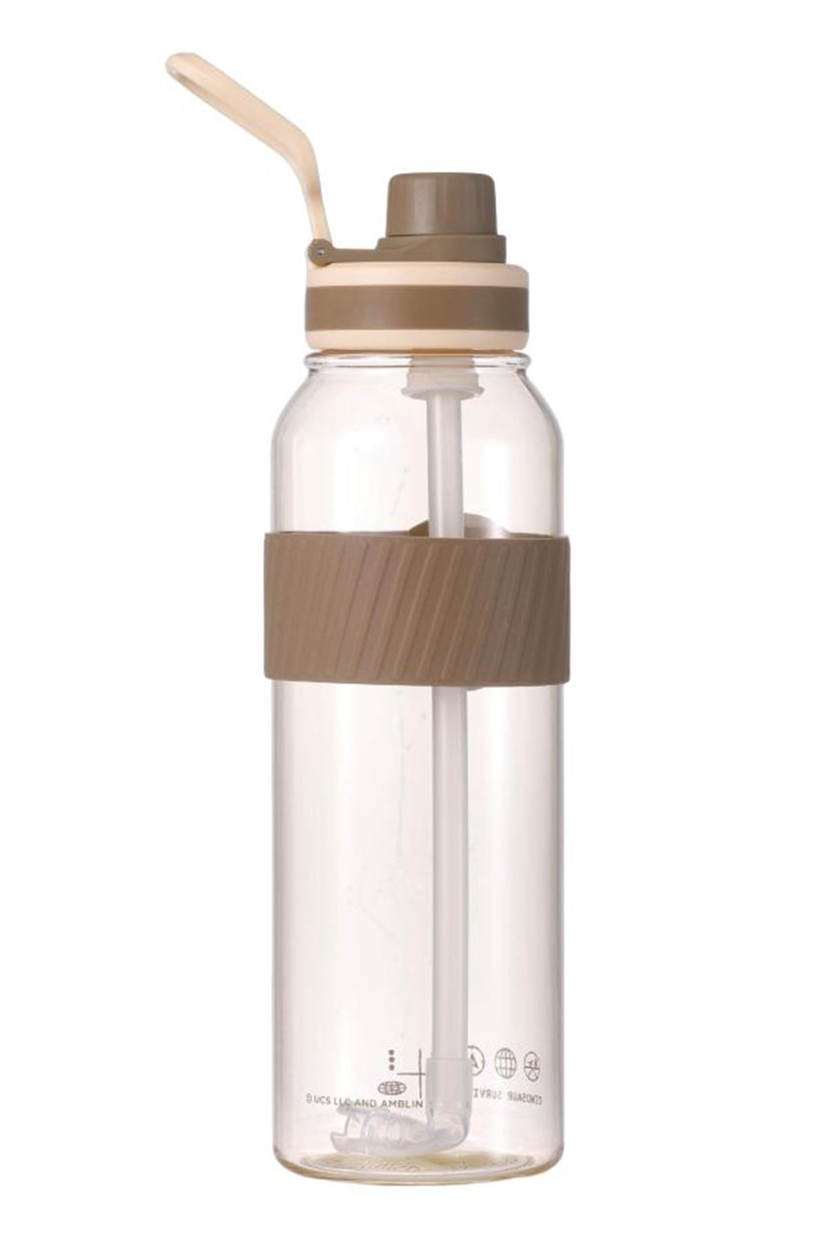 Jurassic World Saplı ve Pipetli Plastik Şişe 1000 mL (Kahverengi)