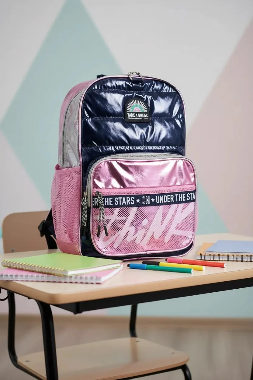 CHIMOLA MAVİ SILVER AÇIK PEMBE SIRT ÇANTASI 17" (EMM-17)