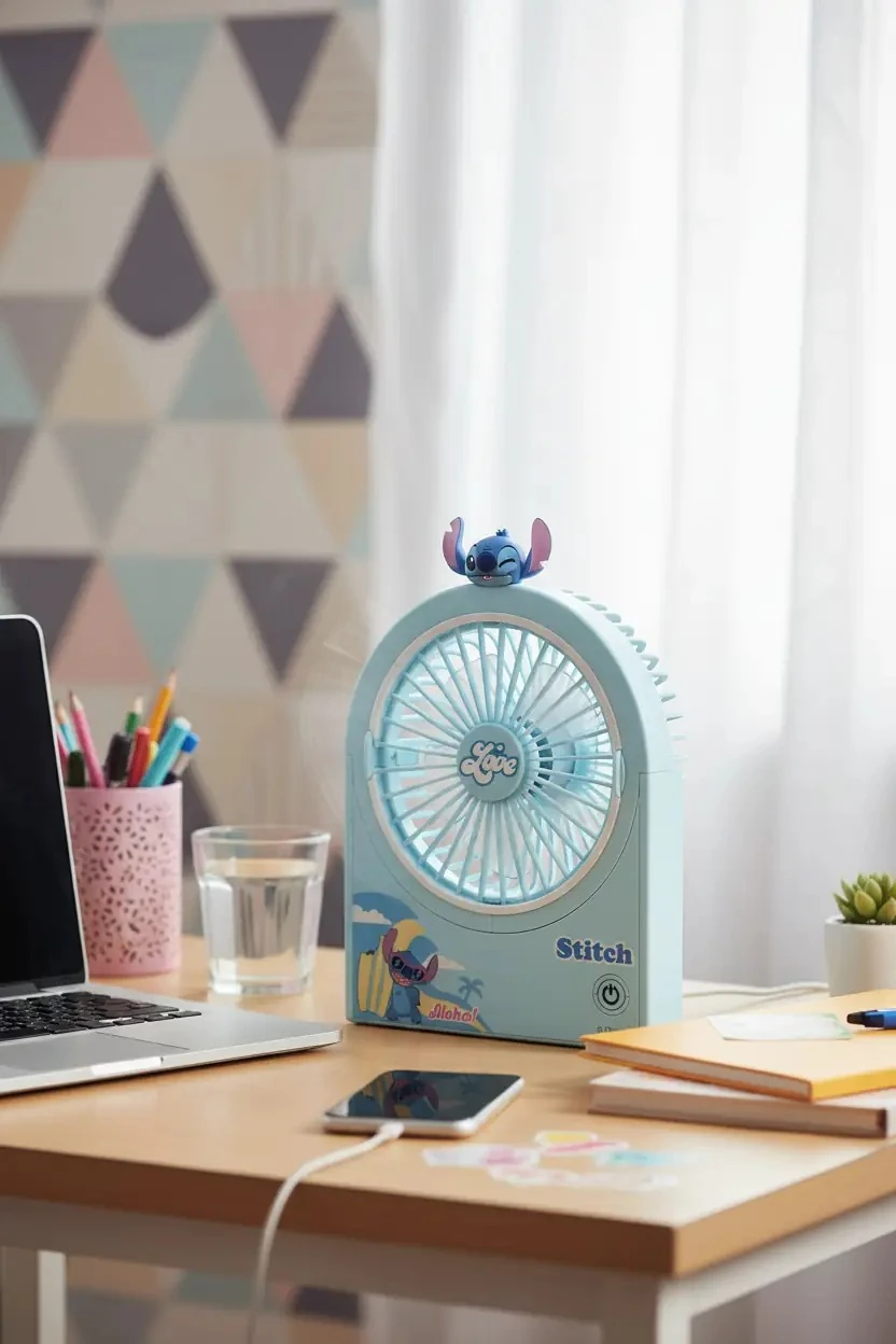 Disney Lilo & Stitch Lisanslı Dönebilen Mini Fan – Kompakt Ve Eğlenceli