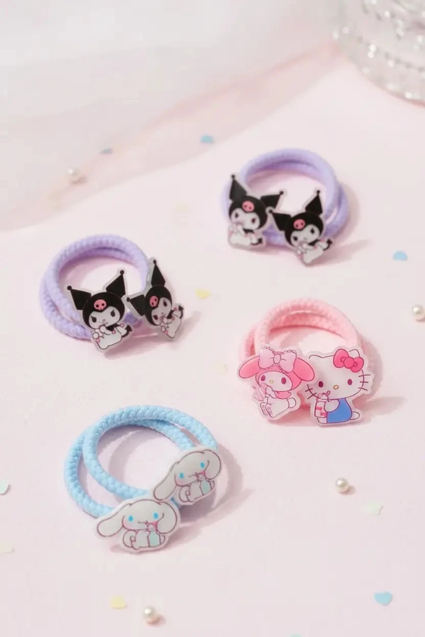 Sanrio Lisanslı Hello Kitty Saç Lastiği – Esnek Yumuşak Dokulu 9 Cm