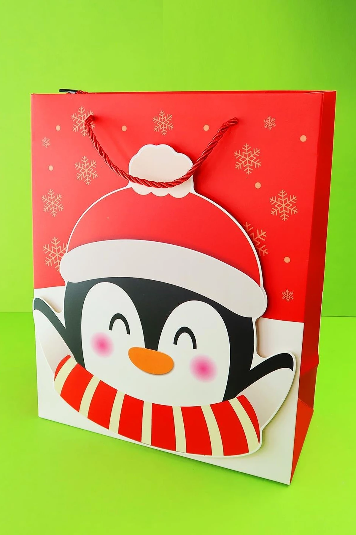 Yılbaşı Desenli Karton Çanta 32x26 Cm