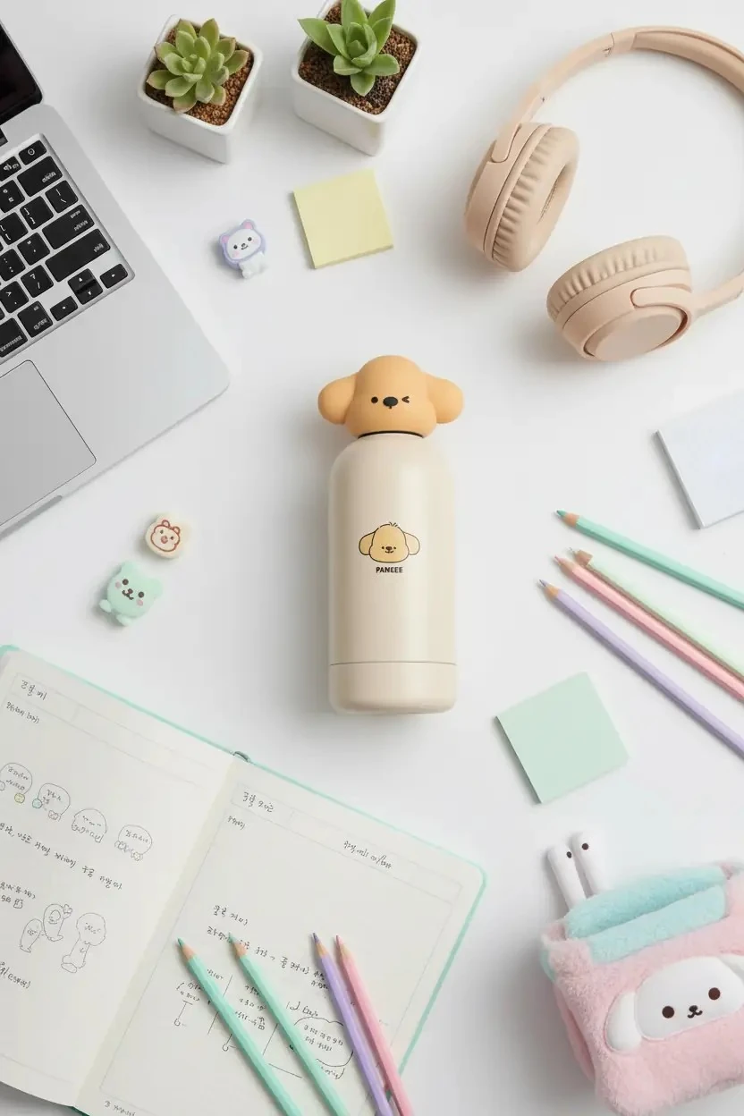 Miniso Lisanslı Tutogou Pangee Dekoratif Kapaklı Termos 380 Ml – 20 Cm