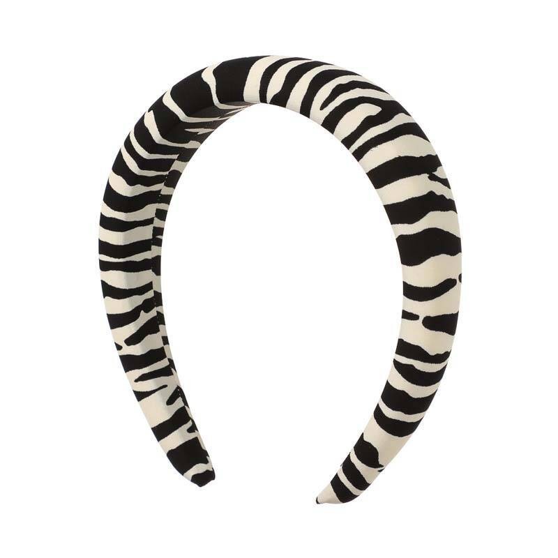 Krem Beyazı Zebra Çizgili Kalın Taç 4,5 cm