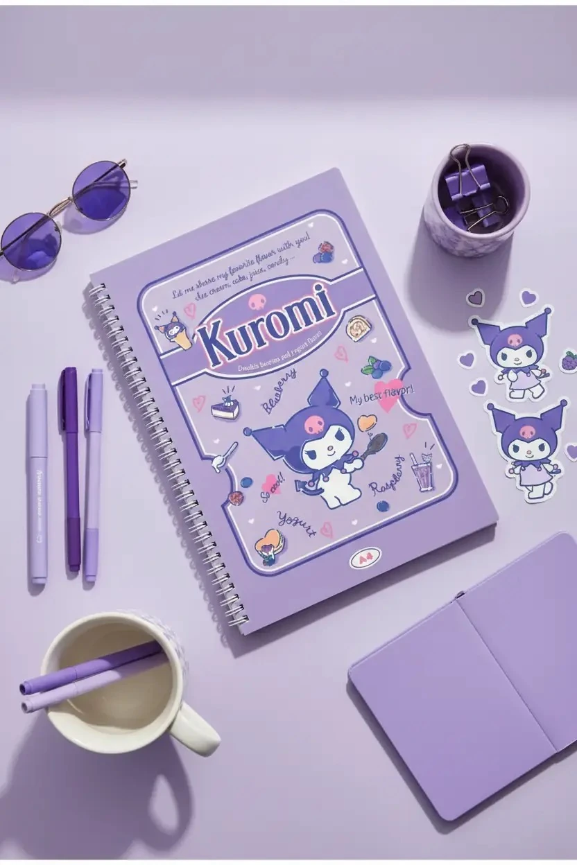 Sanrio Lisanslı Kuromi Retro Koleksiyonu A4 Spiral Telli 60 Sayfa Defter