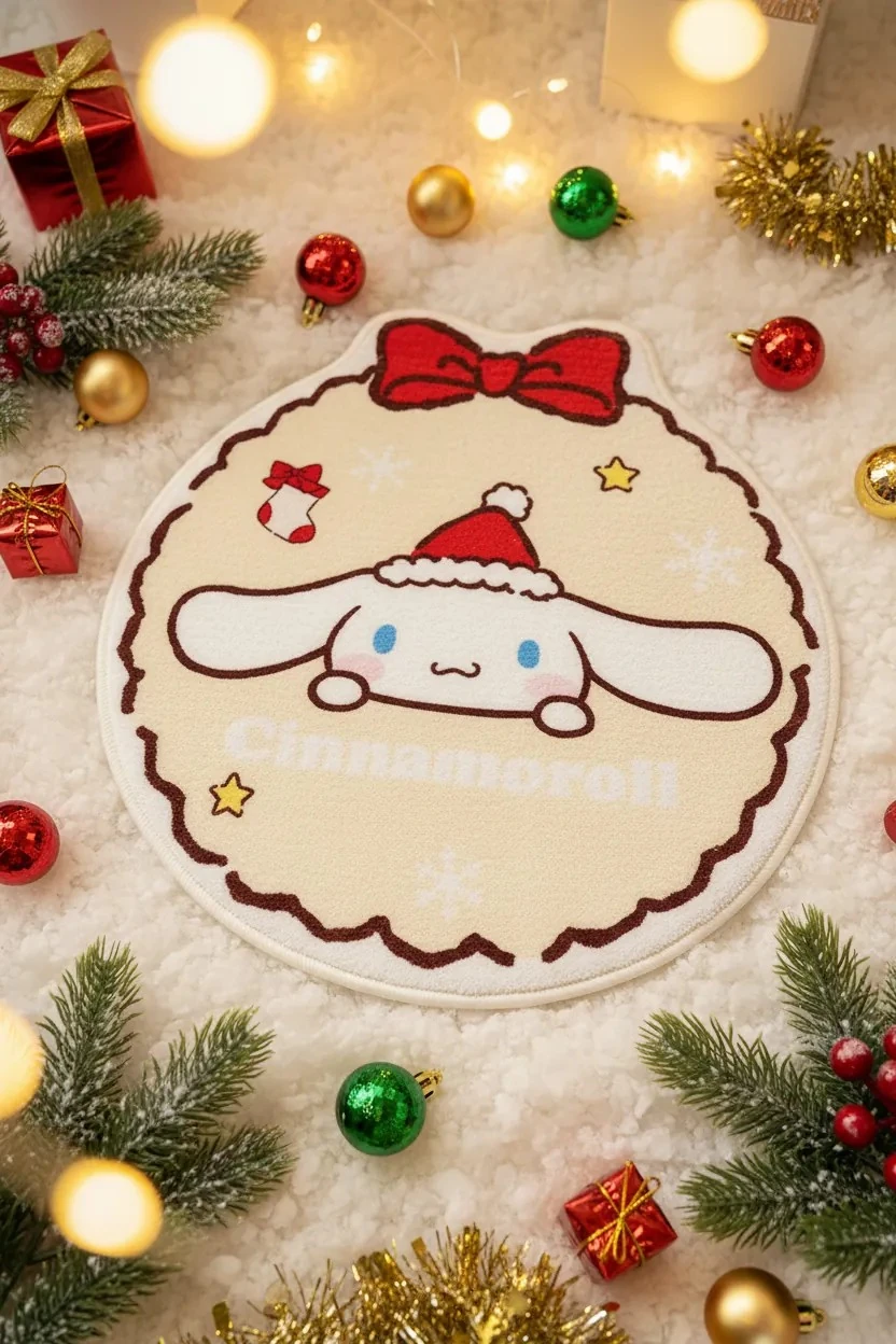 Sanrio Lisanslı Yılbaşı Koleksiyonu Küçük Halı - Cinnamoroll 60Cm