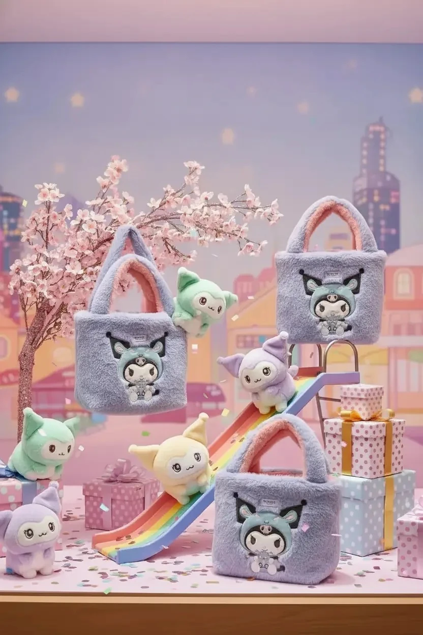 Sanrio Lisanslı Kuromi & Hello Kity Çift Taraflı Yiyecek Çantası