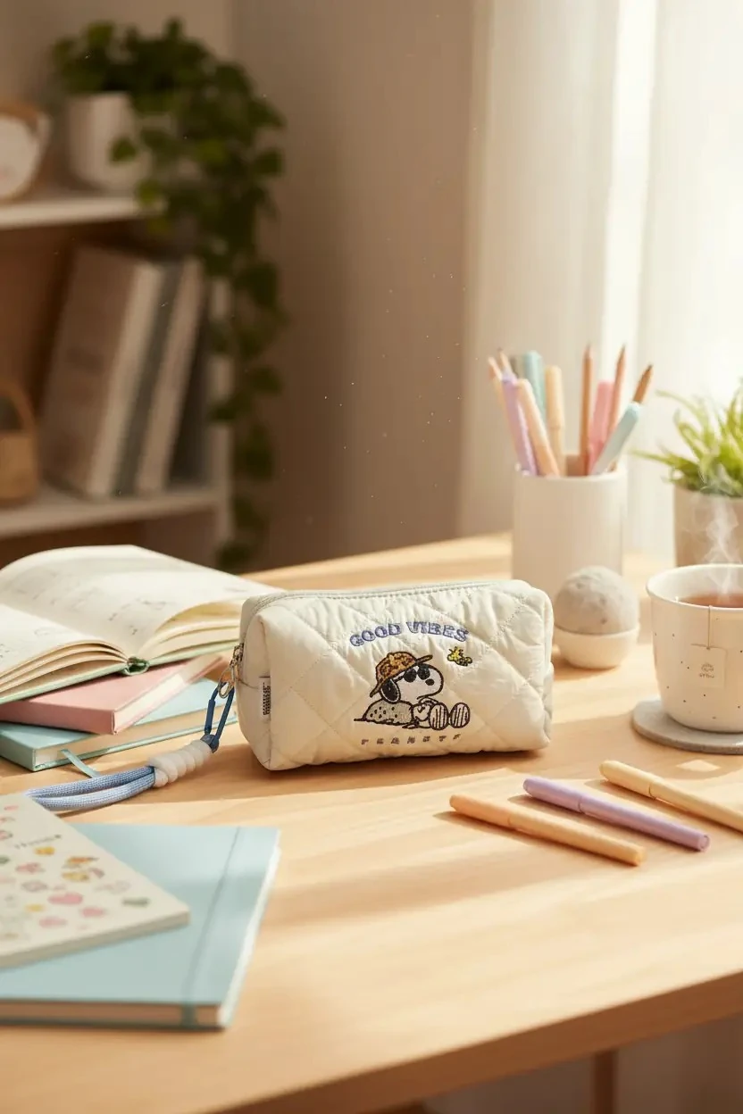 Snoopy Lisanslı Yumuşak Kumaşlı Askılı Kalemlik