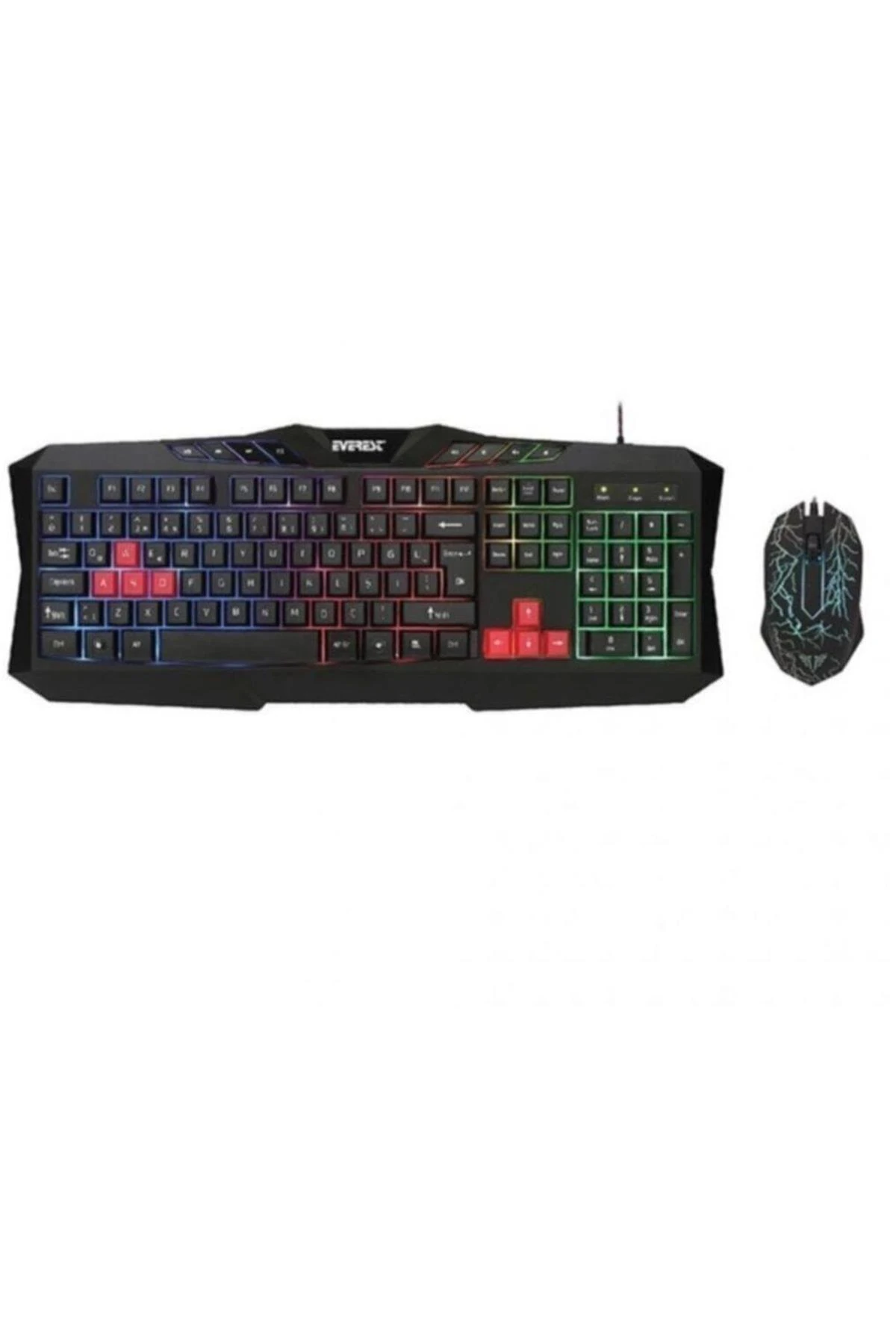 Siyah Everest Kmx-88 Usb Gökkuşağı Zemin Aydınlatmalı Q Multimedia Oyuncu Klavye Ve Mouse Set
