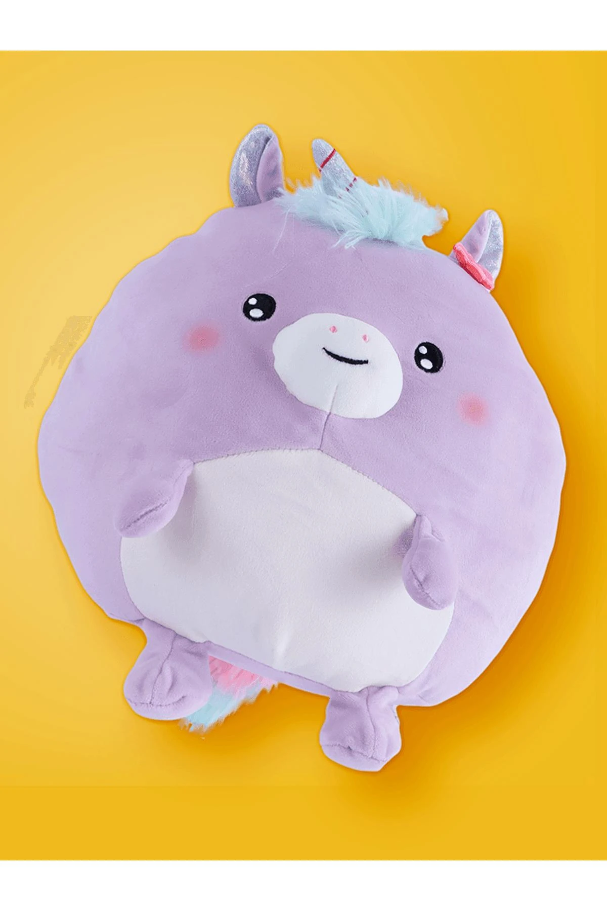 Tombul Serisi Yuvarlak Peluş Oyuncak 30cm - Mor Unicorn