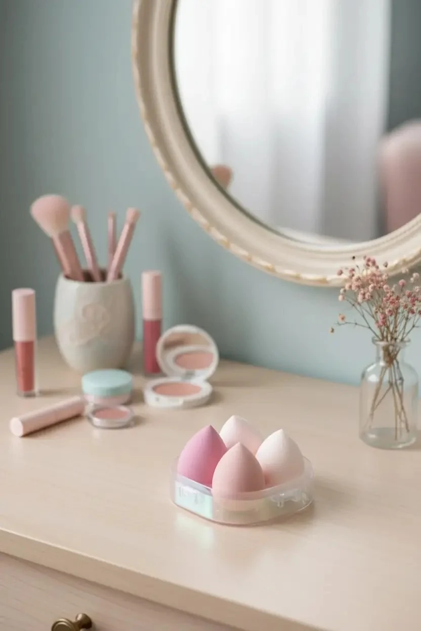 Ayı Figürlü Sünger Saklama Kutulu Makyaj Süngeri Seti