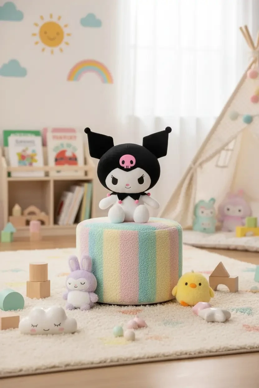 Sanrio Lisanslı Kuromi 25 cm Oturan Peluş Oyuncak