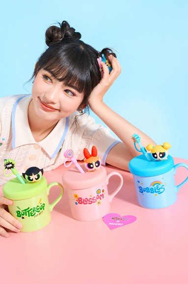 Powerpuff Girls Lisanslı  Süslemeli ve Pipetli Seramik Kupa