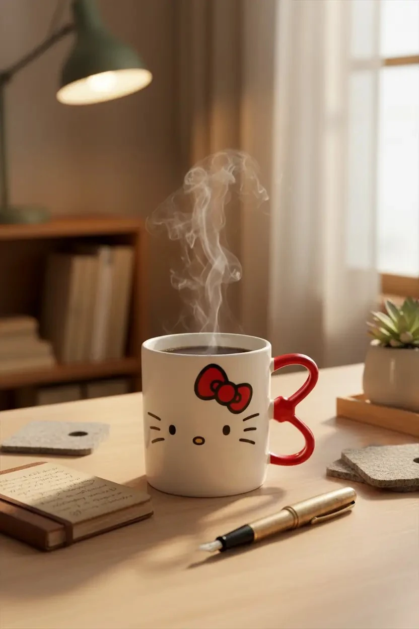 Sanrio Lisanslı Hello Kitty Saplı Seramik Kupa 440 ml