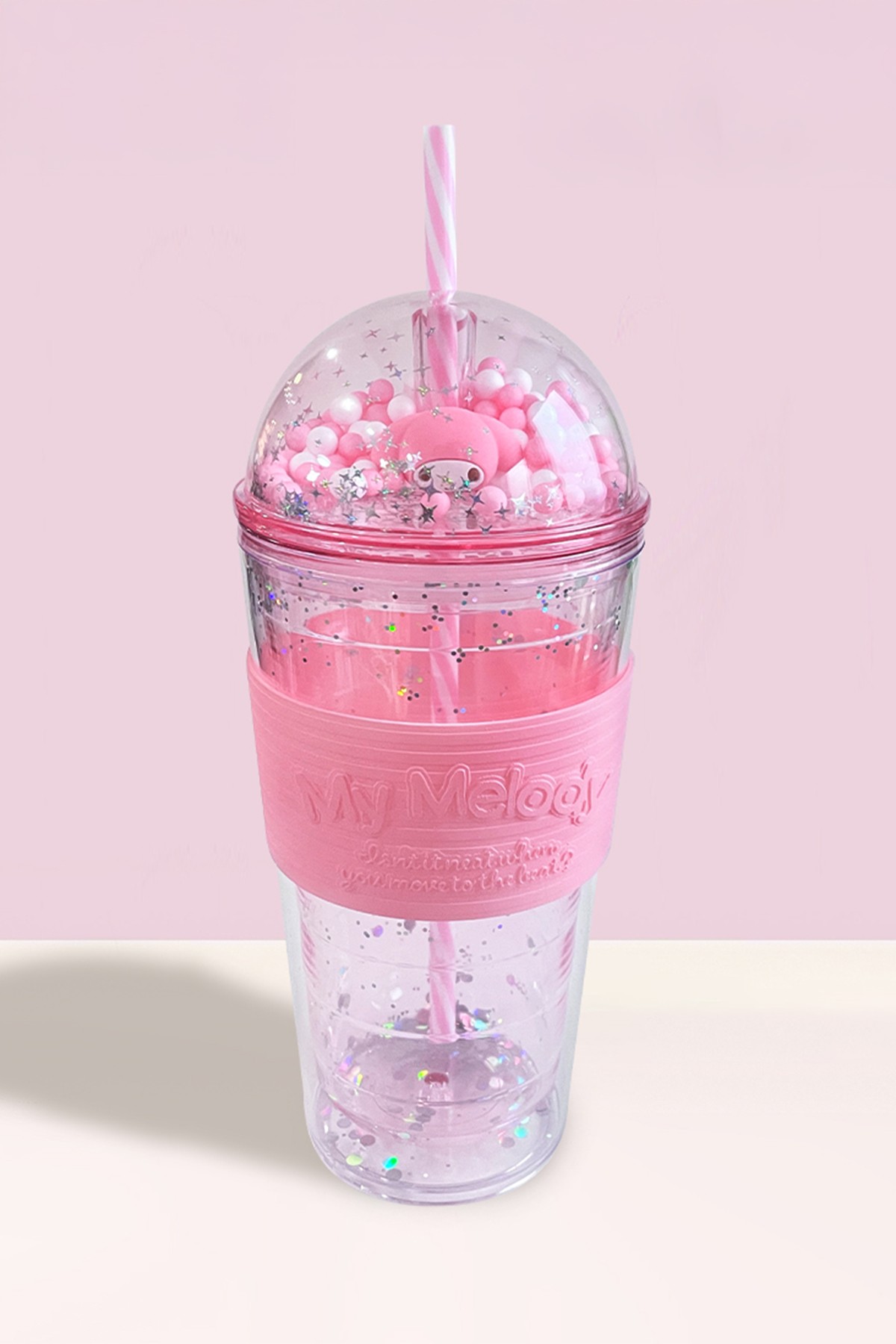 Sanrio Lisanslı Parti Serisi  Pipetli Plastik Şişe (600ml) - My Melody