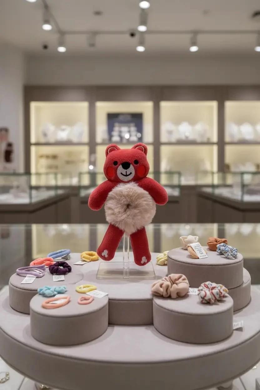 Ayıcık Figürlü Peluş Saç Lastiği – Yumuşak Ve Eğlenceli Tasarım