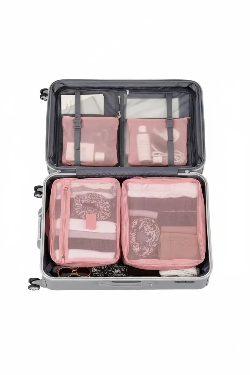 Minigo Serisi 4'lü Seyahat Çantası Seti - Pembe