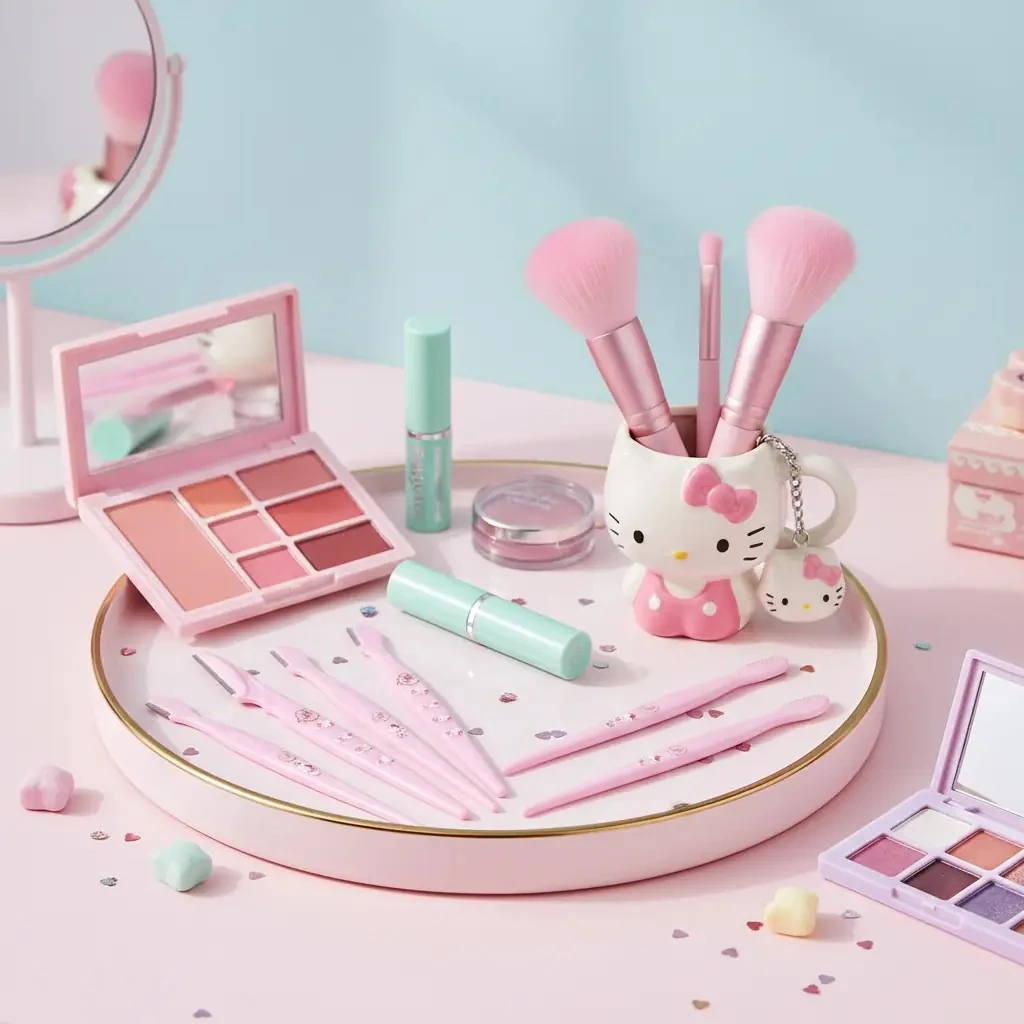 Sanrio Lisanslı Hello Kitty 6 Parça Kaş Usturası Seti – Pembe