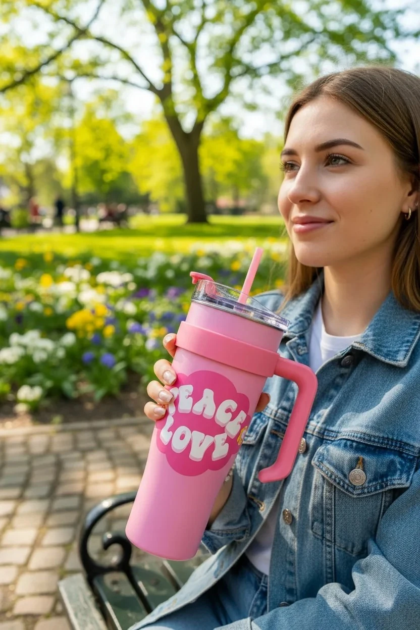 Sweet Funk Serisi Pipetli Büyük Kapasiteli Bardak (1600mL)