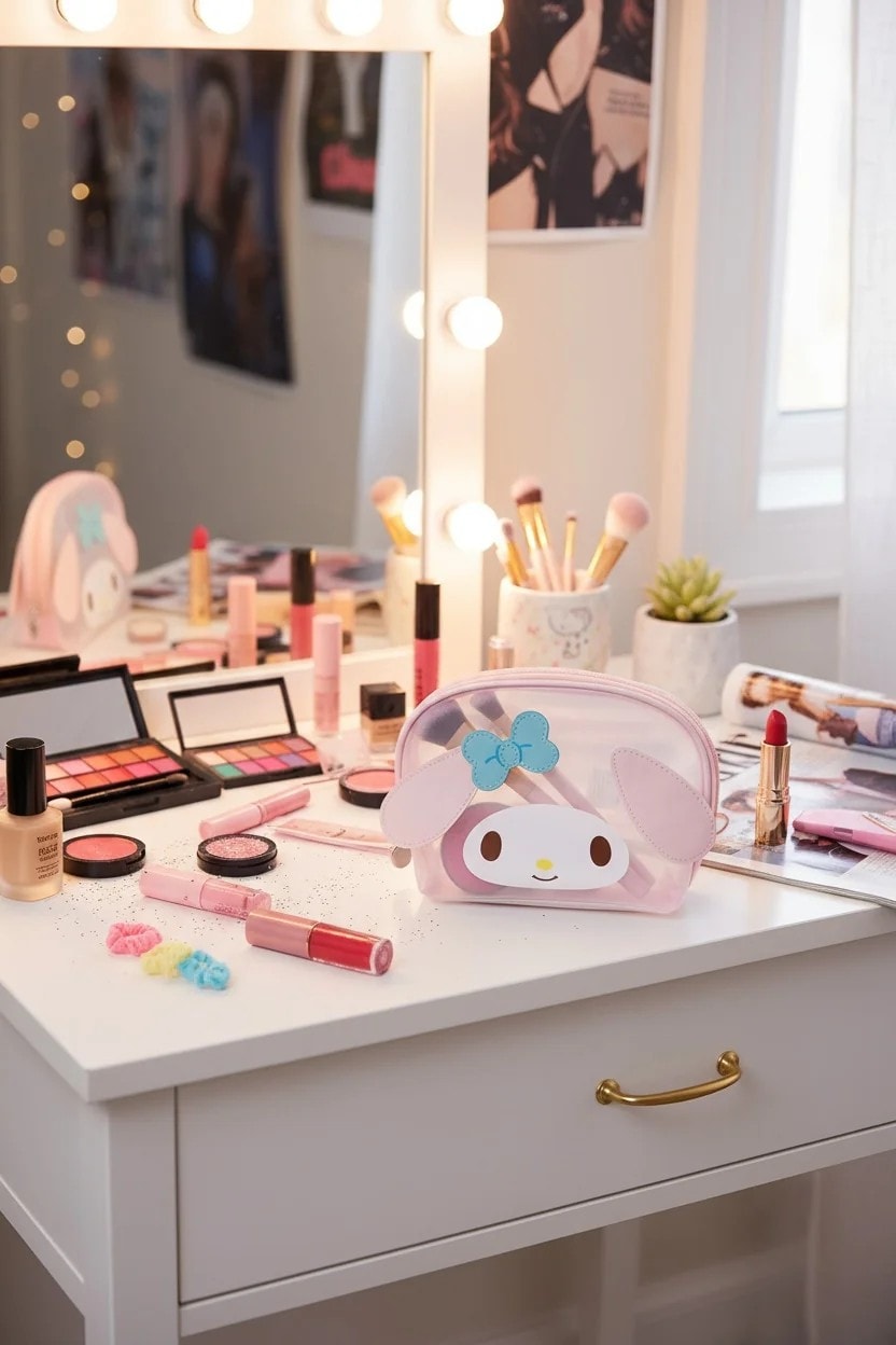 Sanrio Lisanslı My Melody File Kabuklu Makyaj Çantası