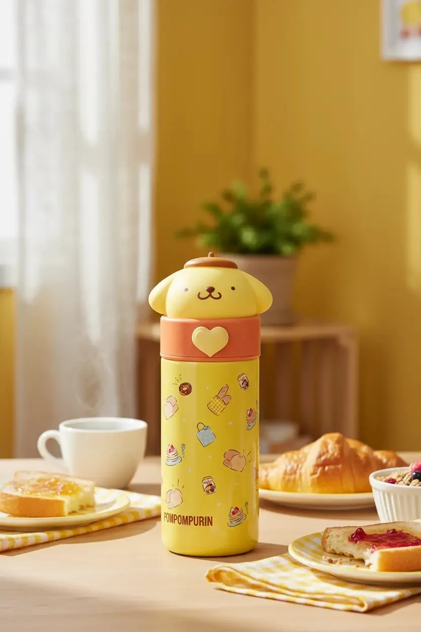 Sanrio Lisanslı Paslanmaz Çelik Termos ve Sızdırmaz Su Matarası (350 ml) – Pompompurin
