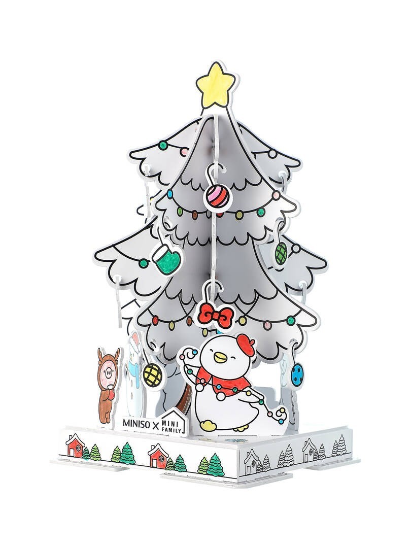 5 Renkli İşaretli Noel Ağacı Boyama 3D Yapboz