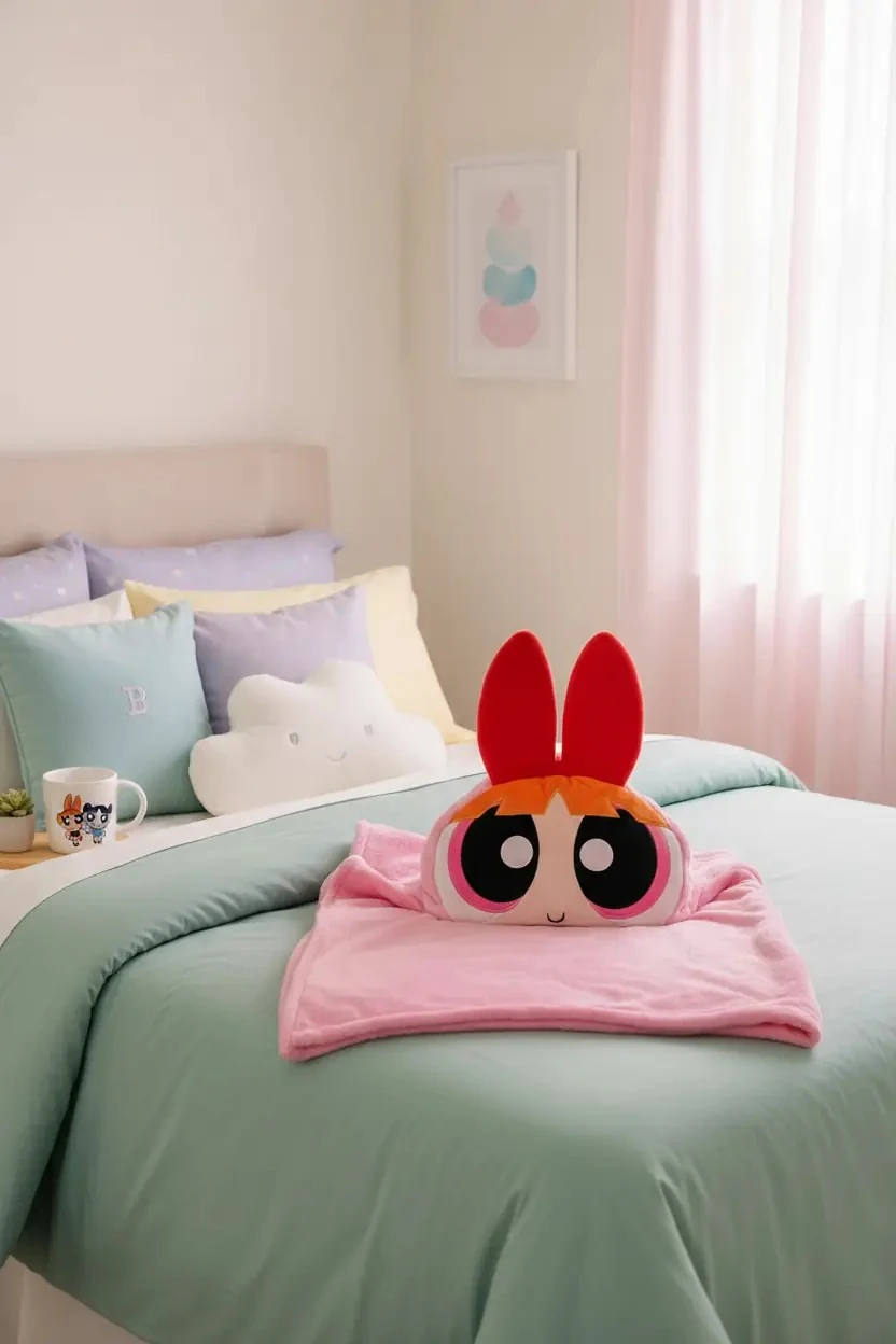 Powerpuff Girls Lisanslı Blossom Kapüşonlu Battaniye – Kalın & Yumuşak Dokulu