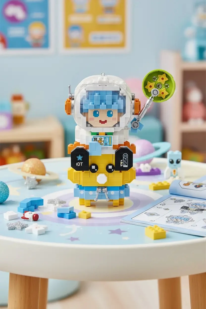 Miniso Lisanslı Keşif Astronavigasyon Serisi Oyun Bloğu Erkek Astronot – Eğitici Oyuncak Seti 9 Cm