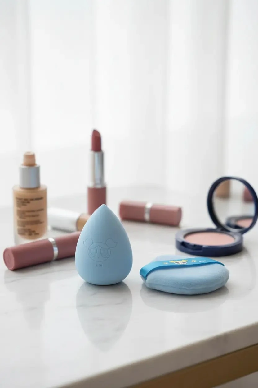 Powerpuff Girls Lisanslı Makyaj Süngeri ve Puf Seti - Bubbles