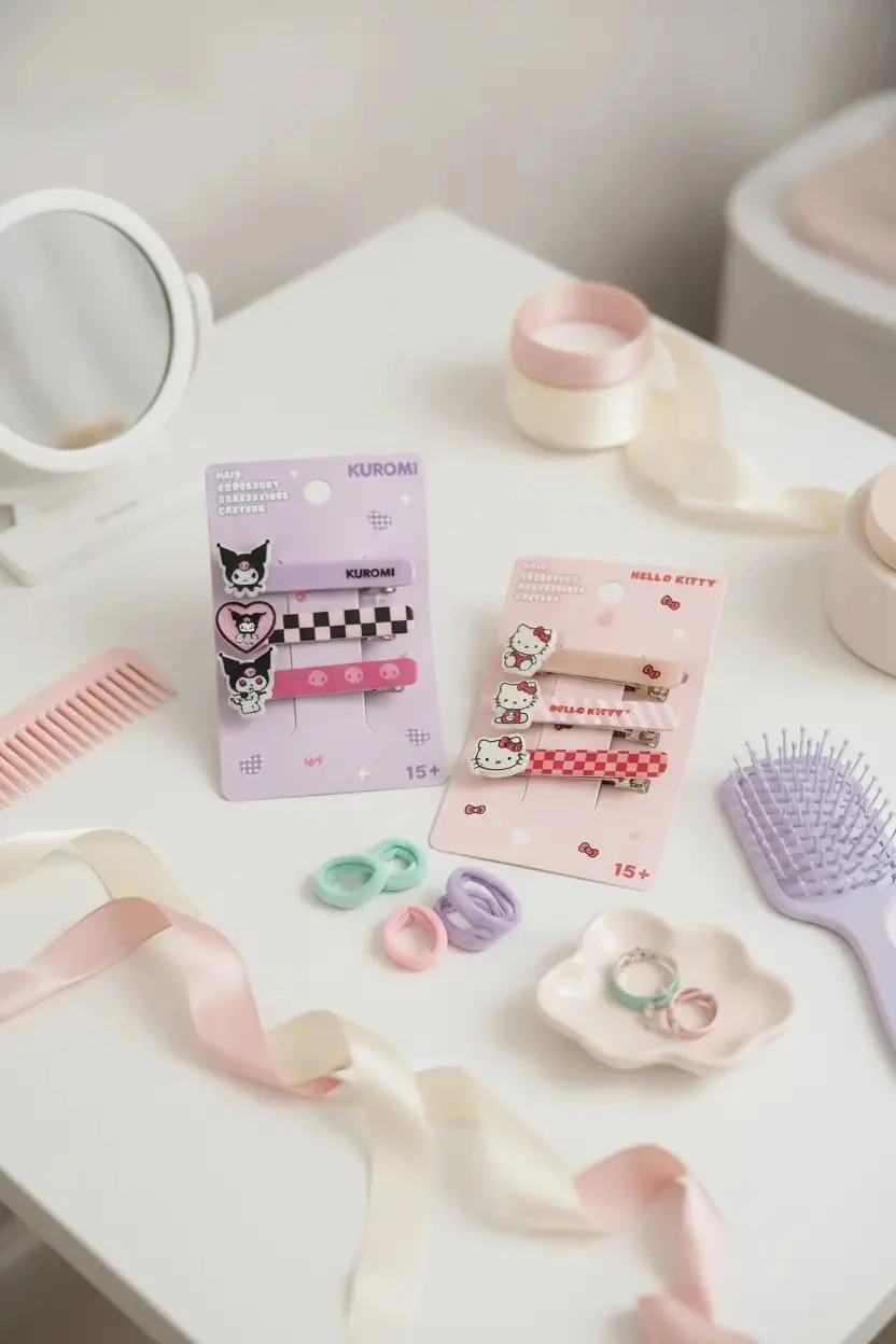 Hello Kitty Lisanslı Saç Tokası (3 Adet) – Renkli Desenli & Güçlü Tutuş
